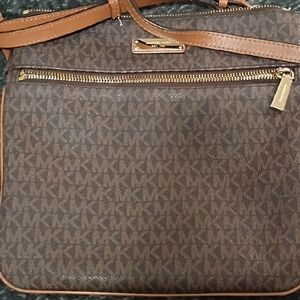 Michael Kors Dark Brown Monogram Messenger Bag
